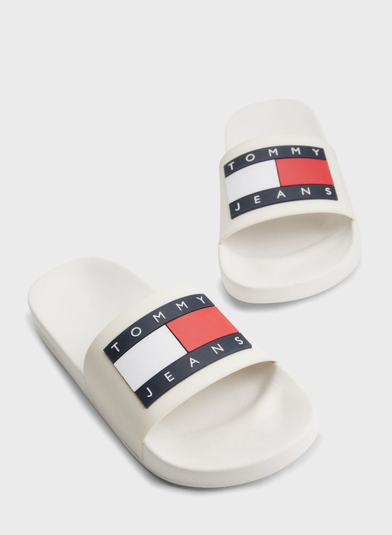 logo single  Strap Pool Flip Flops