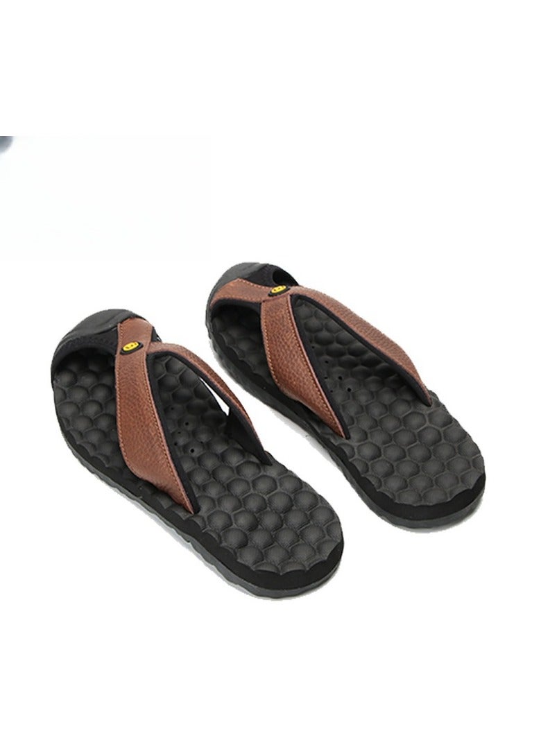 Men's Genuine Leather Toe Beach Shoes  Casual Slippers