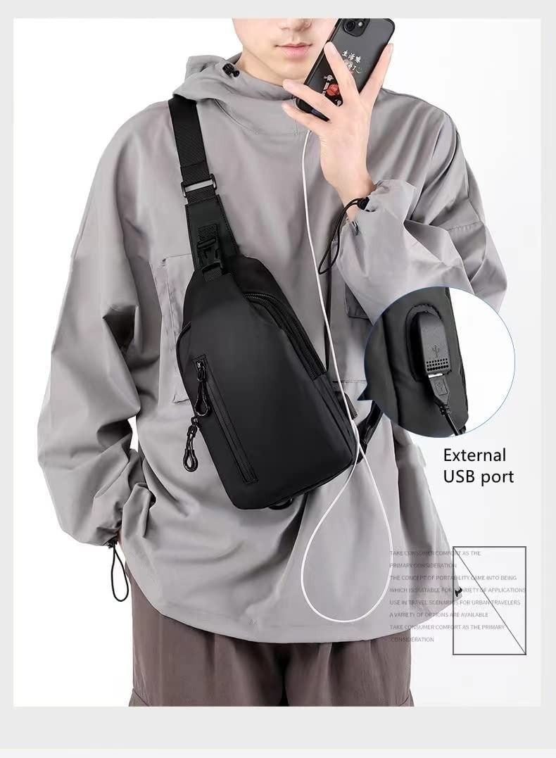 Skycare Sling Crossbody Bag Small Shoulder Backpack for Men Waterproof Slim Chest Bags Casual Daypack for Travel Cycling