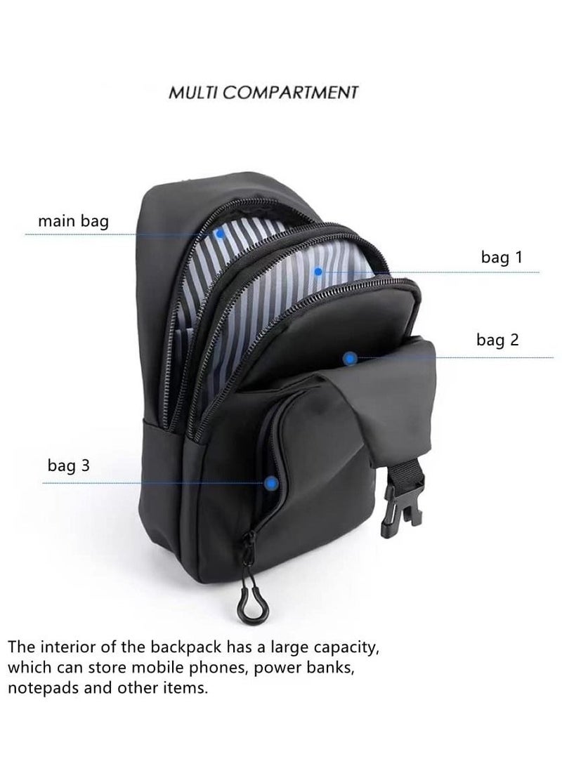 Skycare Sling Crossbody Bag Small Shoulder Backpack for Men Waterproof Slim Chest Bags Casual Daypack for Travel Cycling