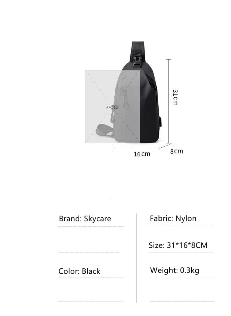 Skycare Sling Crossbody Bag Small Shoulder Backpack for Men Waterproof Slim Chest Bags Casual Daypack for Travel Cycling