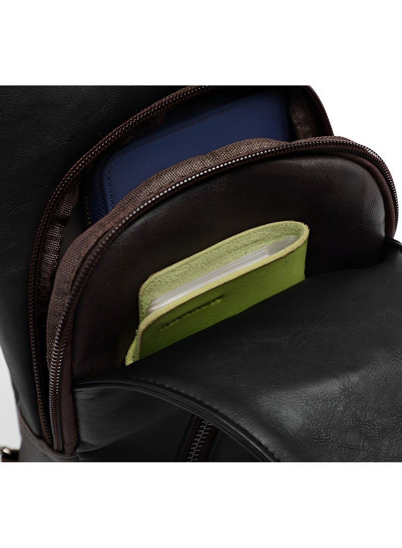 Skycare Men's Leather Chest Bag, Fashionable and Trendy Shoulder Bag, Crossbody Bag, Sling Bag, Bike Backpack