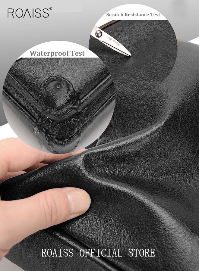 Men Business Leather Crossbody Bag Vertical Type Square Type Shoulder Bag Men Zipper Buckle Leather Messenger Bag Crossbody Shoulder Bag Vintage Handle Bags