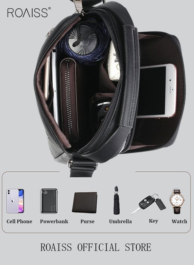 Men Business Leather Crossbody Bag Vertical Type Square Type Shoulder Bag Men Zipper Buckle Leather Messenger Bag Crossbody Shoulder Bag Vintage Handle Bags