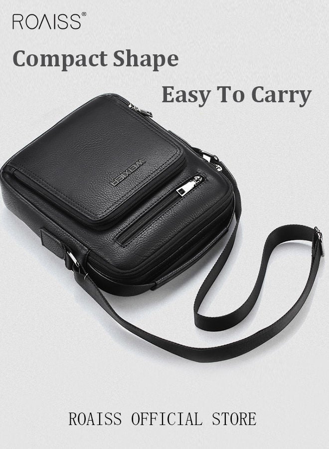 Men Business Leather Crossbody Bag Vertical Type Square Type Shoulder Bag Men Zipper Buckle Leather Messenger Bag Crossbody Shoulder Bag Vintage Handle Bags