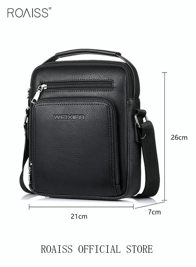 Men Business Leather Crossbody Bag Vertical Type Square Type Shoulder Bag Men Zipper Buckle Leather Messenger Bag Crossbody Shoulder Bag Vintage Handle Bags