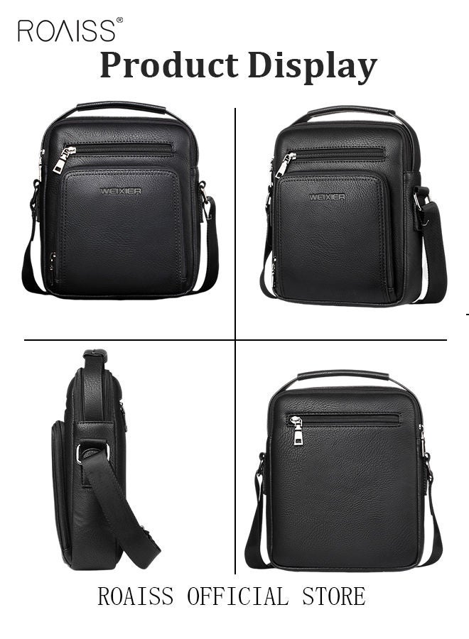 Men Business Leather Crossbody Bag Vertical Type Square Type Shoulder Bag Men Zipper Buckle Leather Messenger Bag Crossbody Shoulder Bag Vintage Handle Bags
