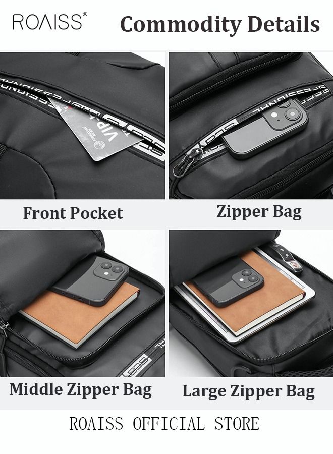 Men Crossbody Sling Bag Travel Chest Bags with USB Charging Port Waterproof Casual Daypack Outdoor Sling Bag Hiking Backpack for Men Outdoor Travel Business Casual Work Office