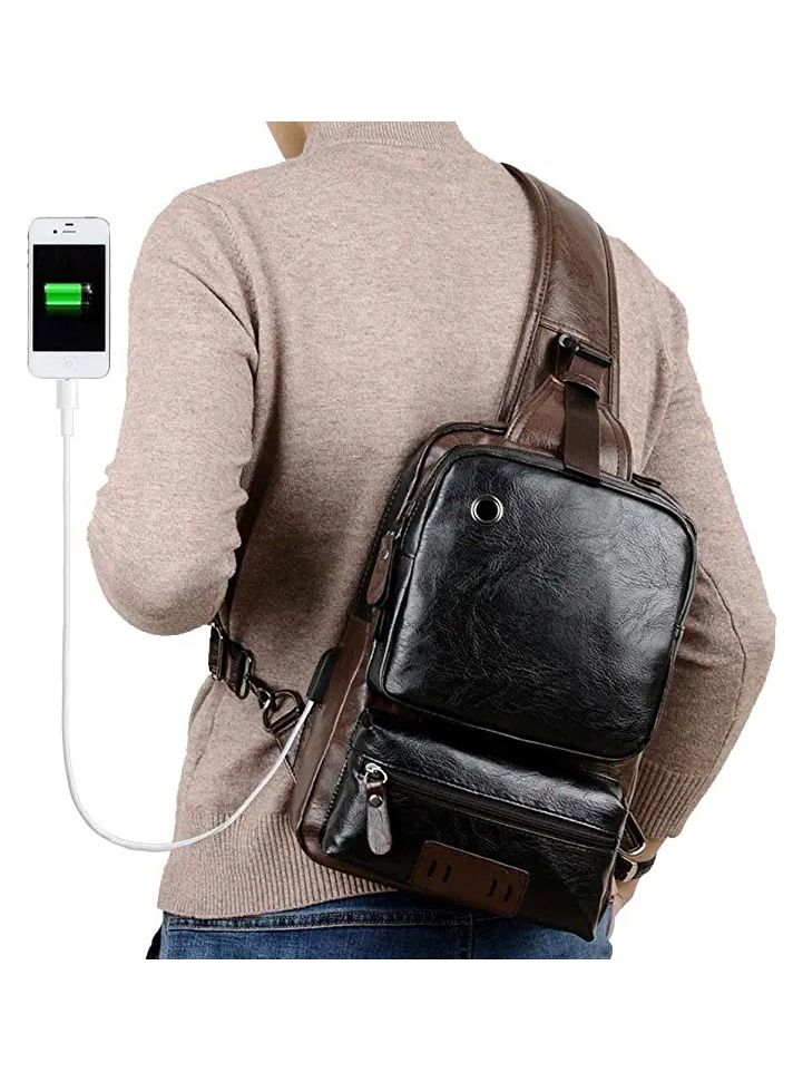 Skycare Large Capacity Sling Crossbody Bag Shoulder Backpack for Men Chest Bags Casual Daypack for Business Travel Cycling