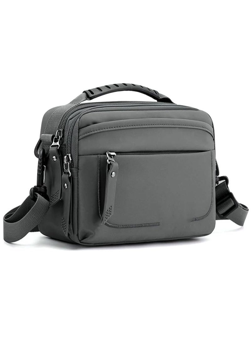 Multifunctional Men's Canvas Shoulder Crossbody Bag with Multi-Pockets for Camping Hiking Travel Working Daily Use