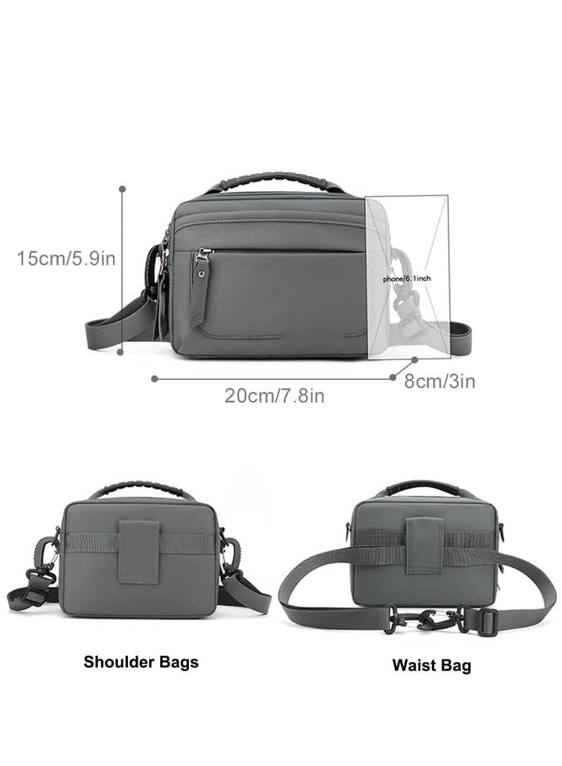 Multifunctional Men's Canvas Shoulder Crossbody Bag with Multi-Pockets for Camping Hiking Travel Working Daily Use