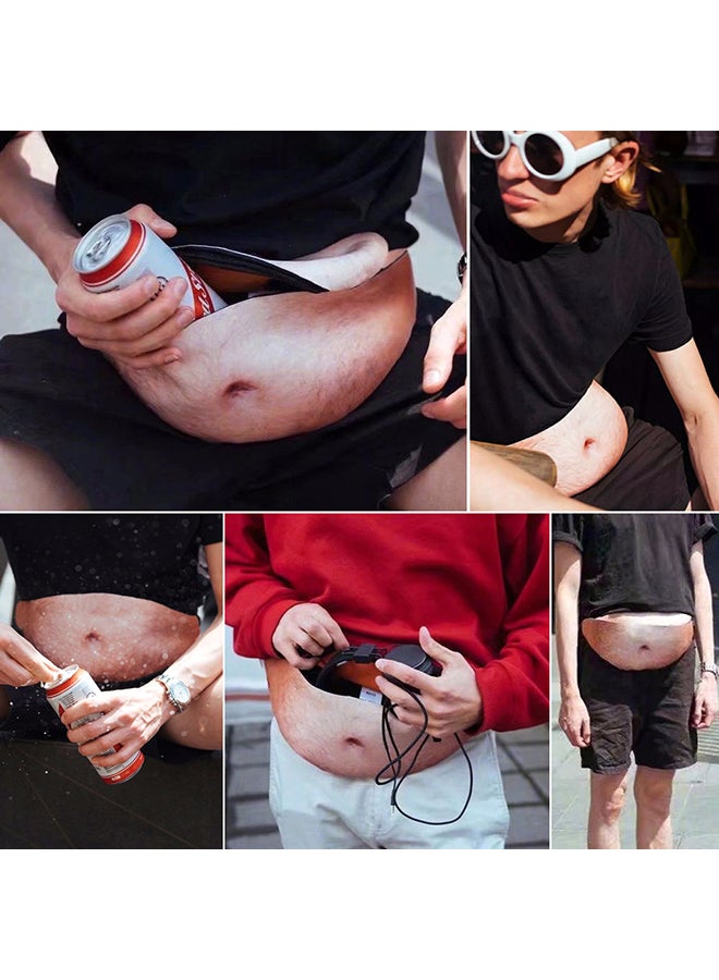 Dad Bod Flesh Color Fanny Packs Money Belt Beer Fat Belly Bum Pouch Pockets Waist Bag Pink