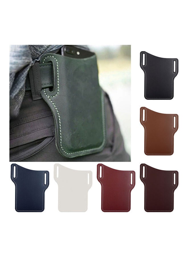Men Outdoor Belt Waist Bag Faux Leather Case Pouch Cell Phone Card Holder Cover White