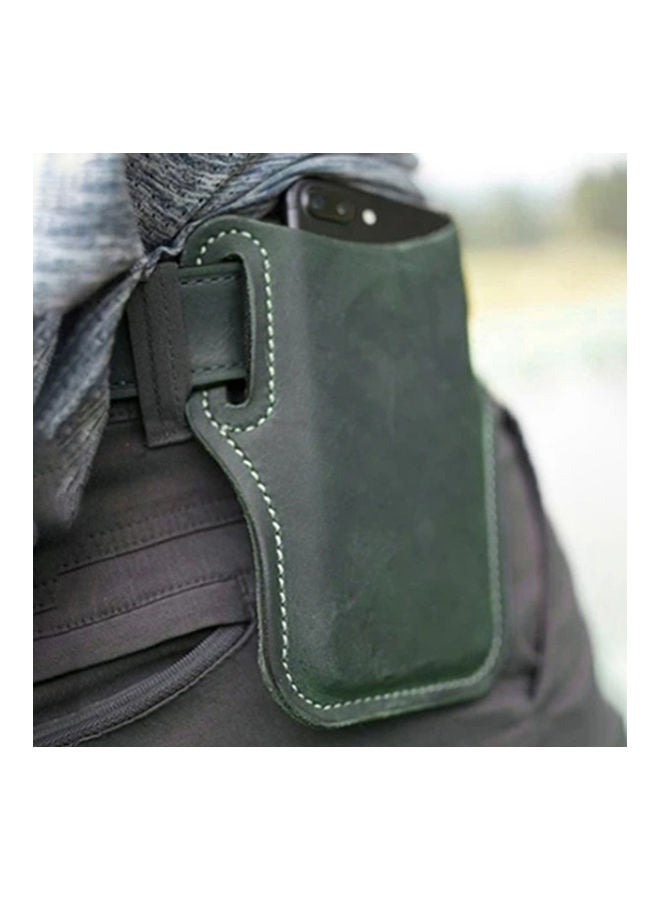 Men Outdoor Belt Waist Bag Faux Leather Case Pouch Cell Phone Card Holder Cover White