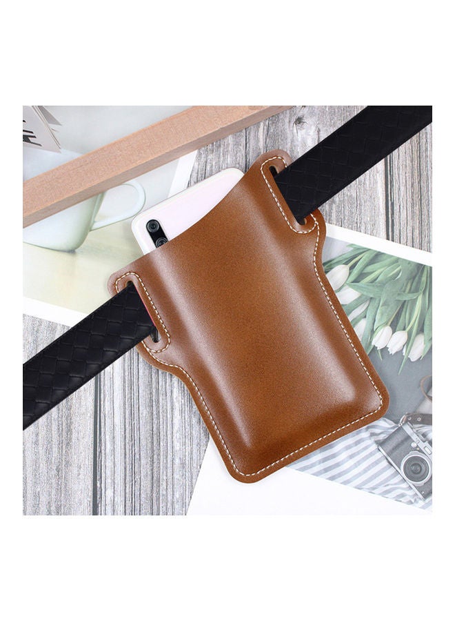 Men Outdoor Belt Waist Bag Faux Leather Case Pouch Cell Phone Card Holder Cover White