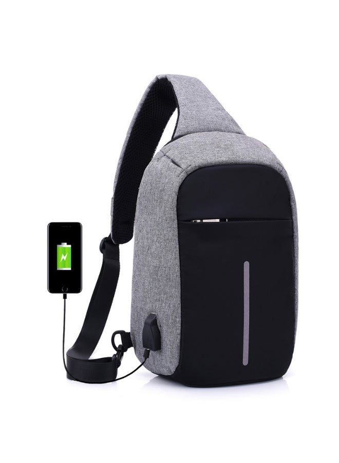 Chest Waistpack Belt Shoulder Bag With USB Charger Grey