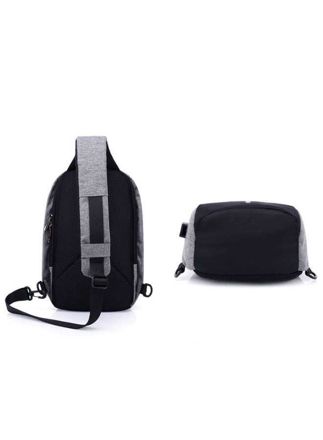 Chest Waistpack Belt Shoulder Bag With USB Charger Grey