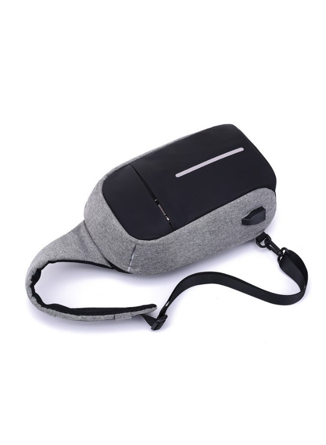 Chest Waistpack Belt Shoulder Bag With USB Charger Grey