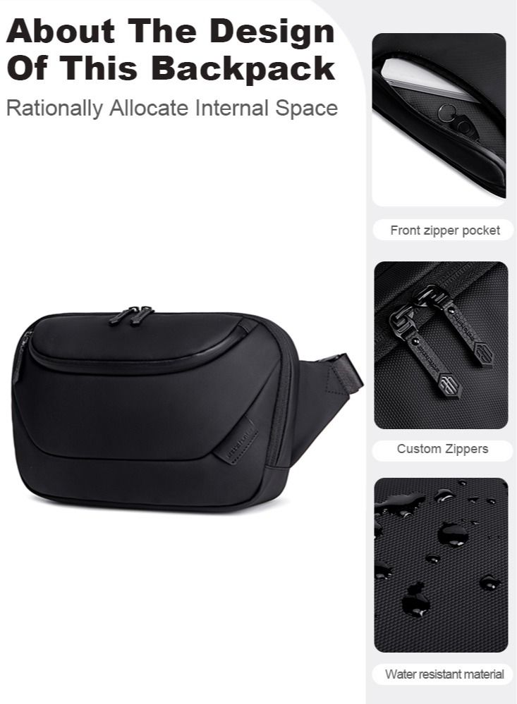 Large Business Waist Belt Bag, Travel Crossbody Chest Sling Phone Wallet Pack with Tablet Compartment for Men