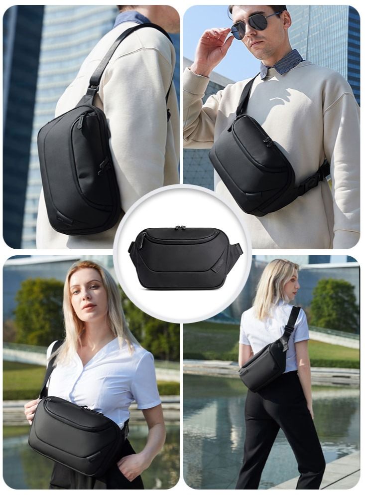 Large Business Waist Belt Bag, Travel Crossbody Chest Sling Phone Wallet Pack with Tablet Compartment for Men