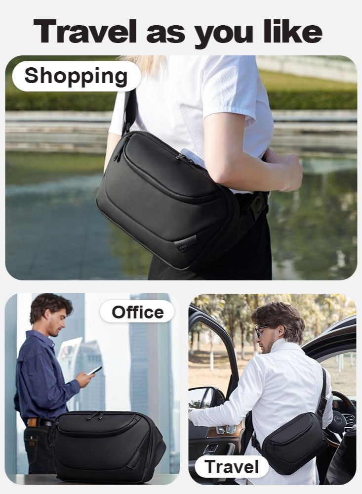 Large Business Waist Belt Bag, Travel Crossbody Chest Sling Phone Wallet Pack with Tablet Compartment for Men