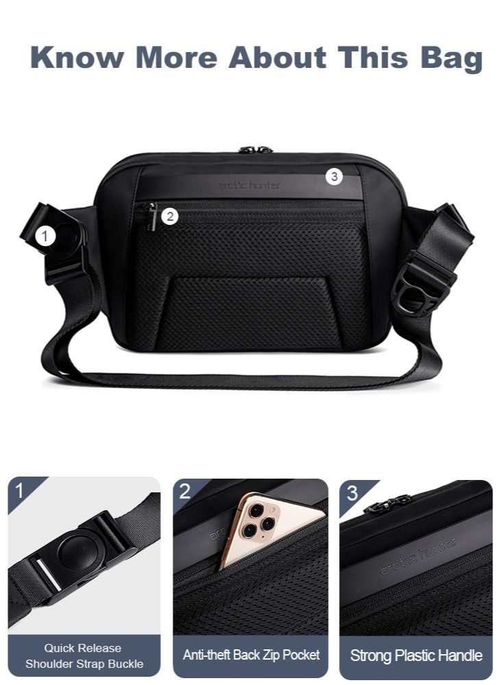 Large Business Waist Belt Bag, Travel Crossbody Chest Sling Phone Wallet Pack with Tablet Compartment for Men