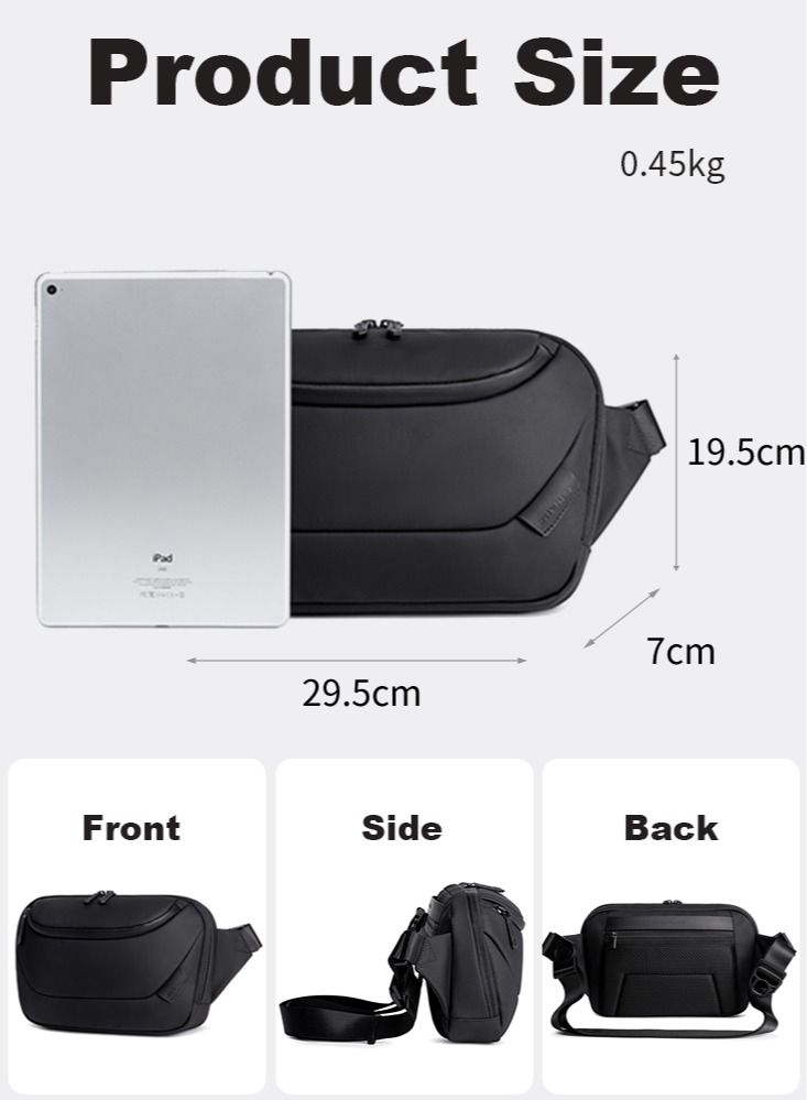 Large Business Waist Belt Bag, Travel Crossbody Chest Sling Phone Wallet Pack with Tablet Compartment for Men