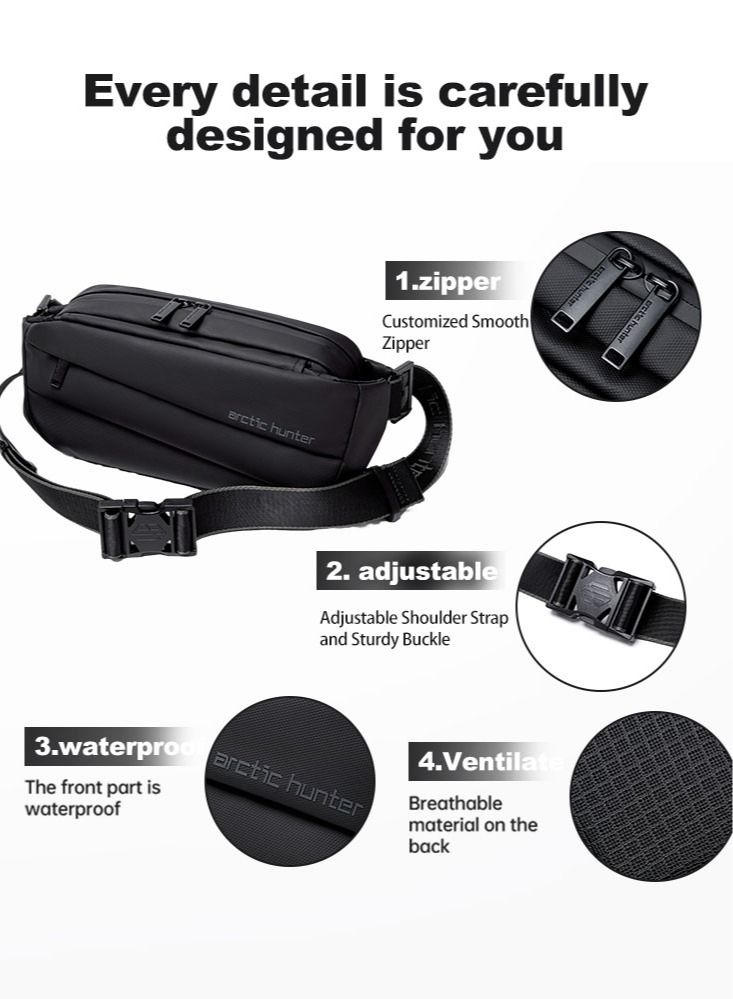 Waist Belt Bag Waistpack for Sports Workout Traveling Running Hiking Wallets Money Pack Phone Bag for Men,Black