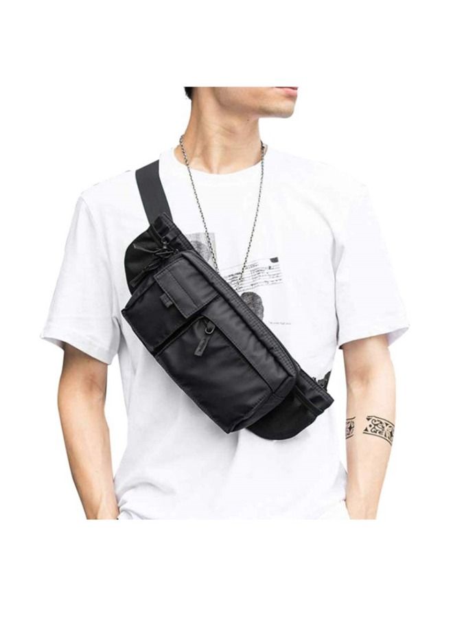 Unisex Waist Bag Nylon Waterproof Adjustable Straps Waist pack Premium Lightweight Belt Bag for Gym Fitness Workout Travel Commute Black