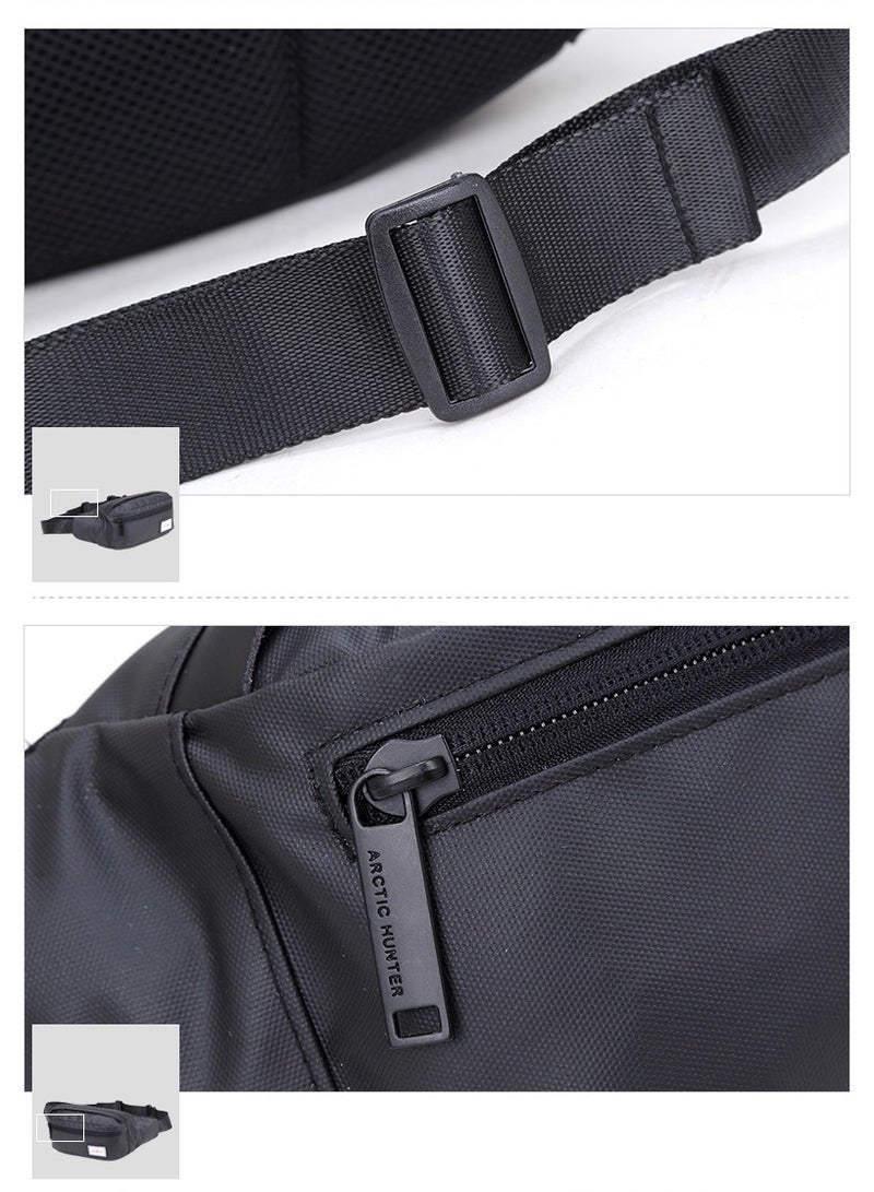 Casual Lightweight Belt Bag Waterproof Money and Phone Waist Bag Dual Pocket Black YB14001