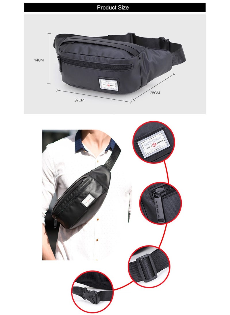 Casual Lightweight Belt Bag Waterproof Money and Phone Waist Bag Dual Pocket Black YB14001