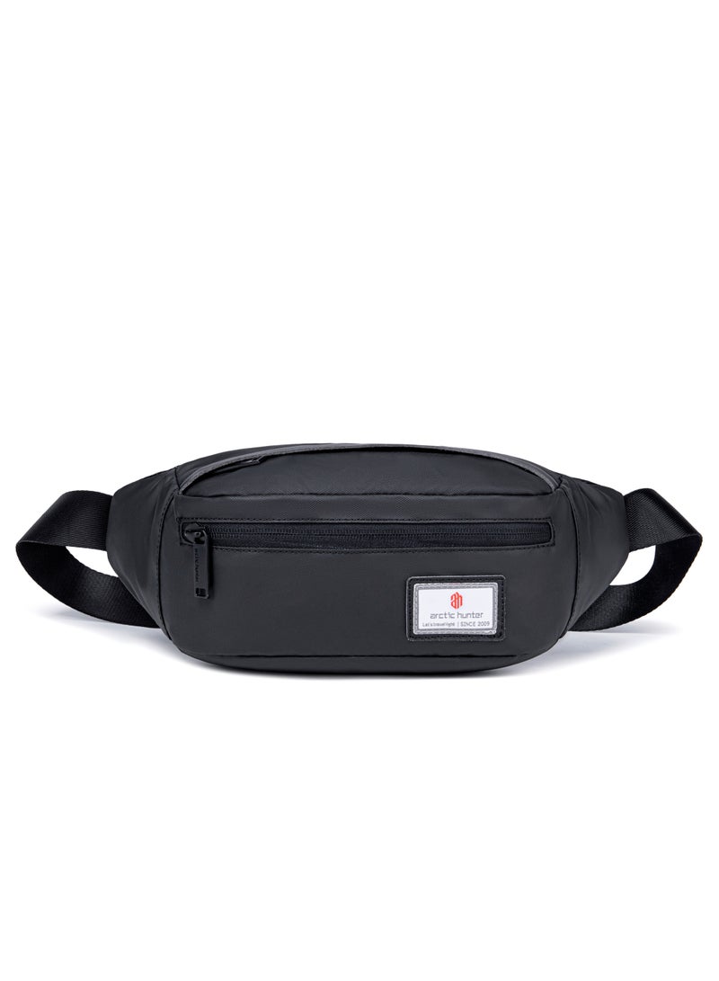 Casual Lightweight Belt Bag Waterproof Money and Phone Waist Bag Dual Pocket Black YB14001