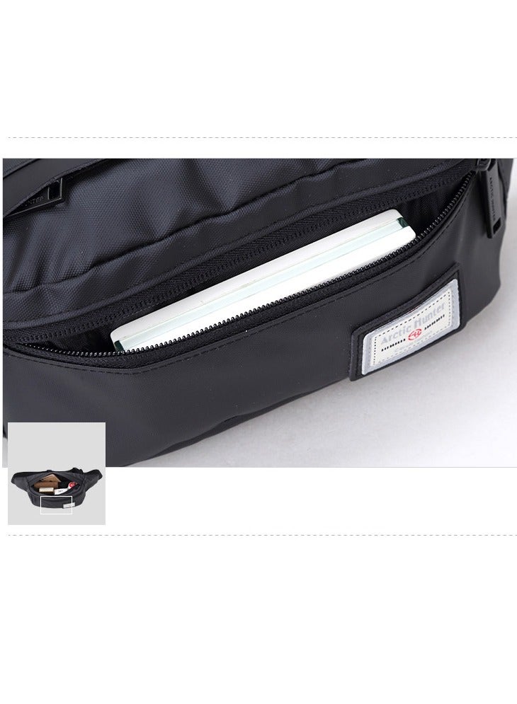 Casual Lightweight Belt Bag Waterproof Money and Phone Waist Bag Dual Pocket Black YB14001