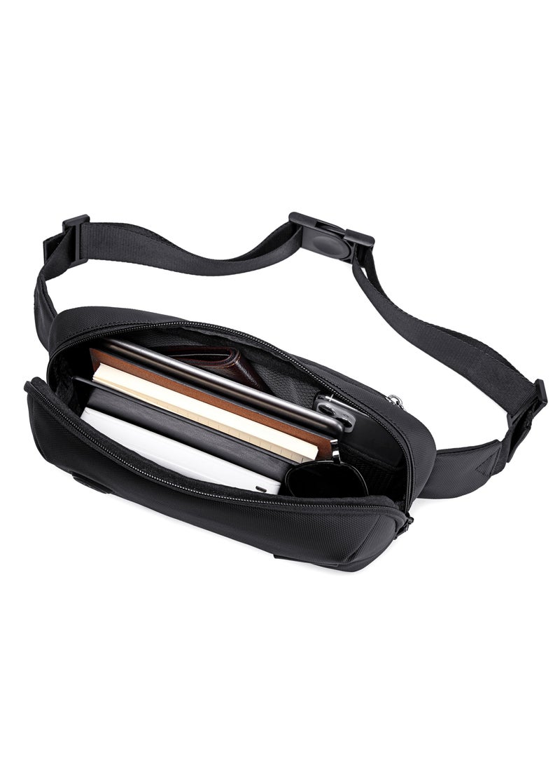 Waist Bag Anti-Theft Water Resistant Shock Proof Business Leisure Crossbody Chest Bag for Men Women Y00557 Black