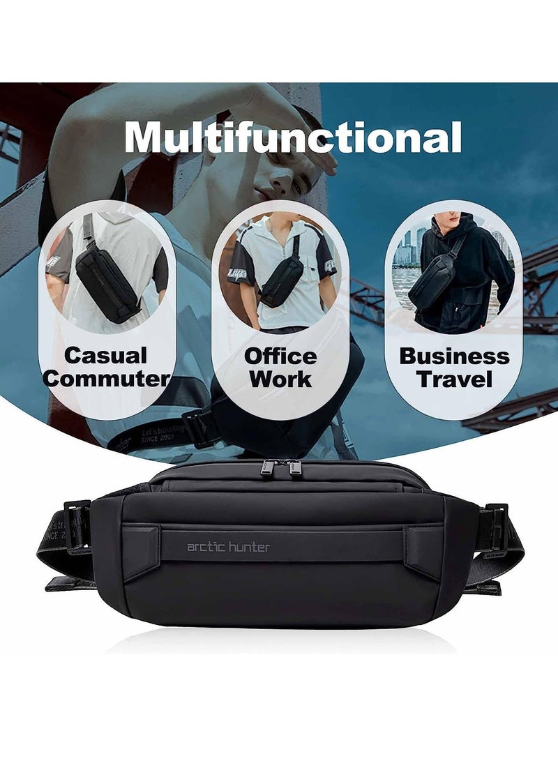 Lightweight Waist Money Bag for Men and Women Crossbody Shoulder Bag Belt Bag for Travel Walking Running Hiking Cycling Black YB00043