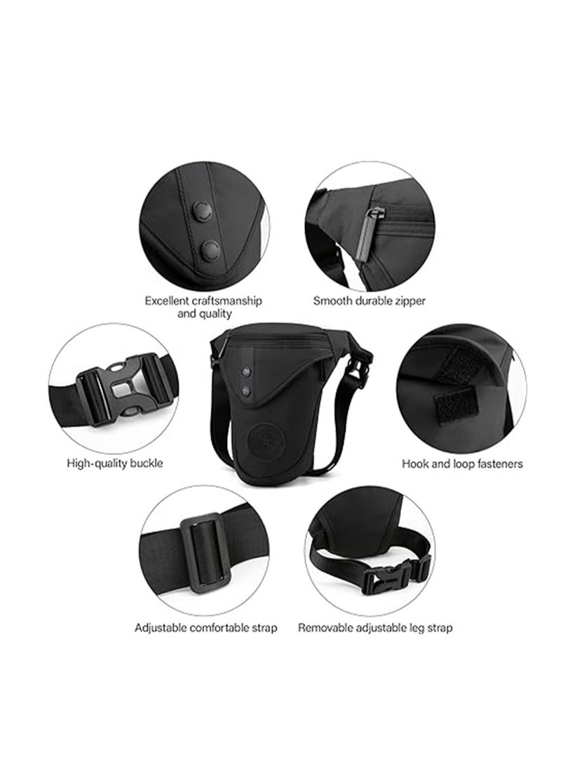 Leg Bag for Men Packs, Women Men’s Outdoor Thigh Bags Motorcycle Ride Sling Bag for Camping Hiking Cycling Riding, Multifunctional Outdoor Cycling Gaiter Waist Bag, Black, 1 Pcs