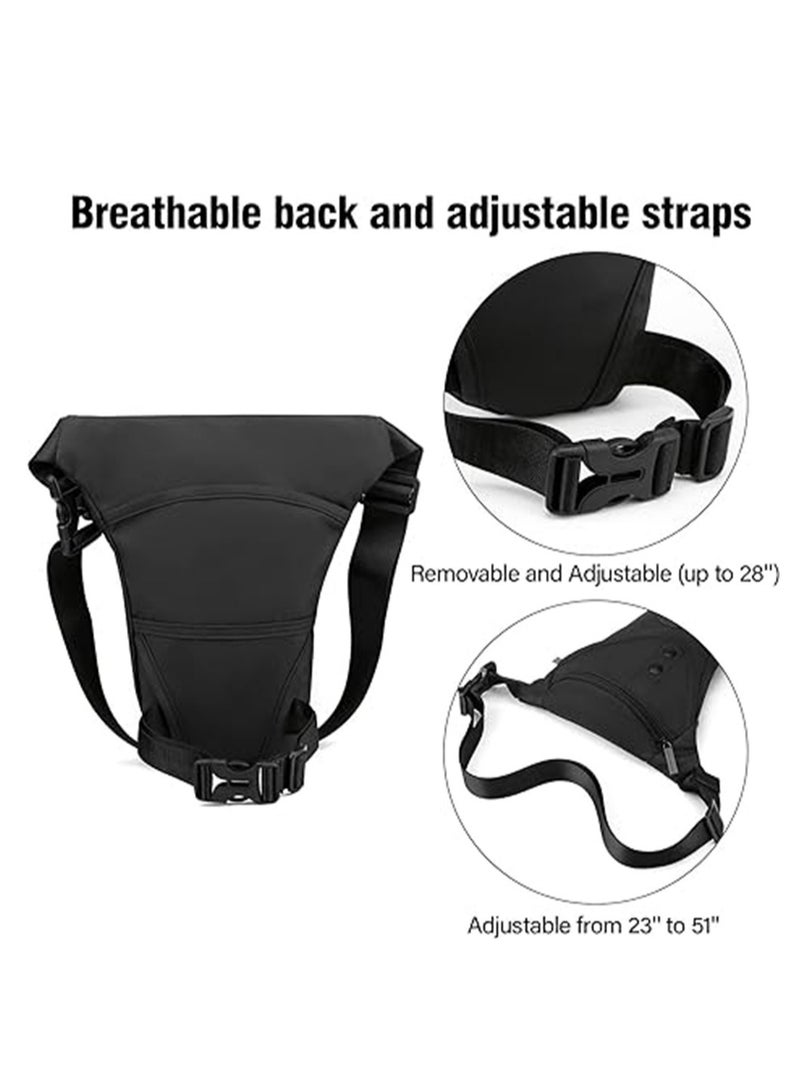 Leg Bag for Men Packs, Women Men’s Outdoor Thigh Bags Motorcycle Ride Sling Bag for Camping Hiking Cycling Riding, Multifunctional Outdoor Cycling Gaiter Waist Bag, Black, 1 Pcs