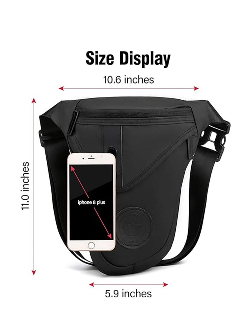 Leg Bag for Men Packs, Women Men’s Outdoor Thigh Bags Motorcycle Ride Sling Bag for Camping Hiking Cycling Riding, Multifunctional Outdoor Cycling Gaiter Waist Bag, Black, 1 Pcs