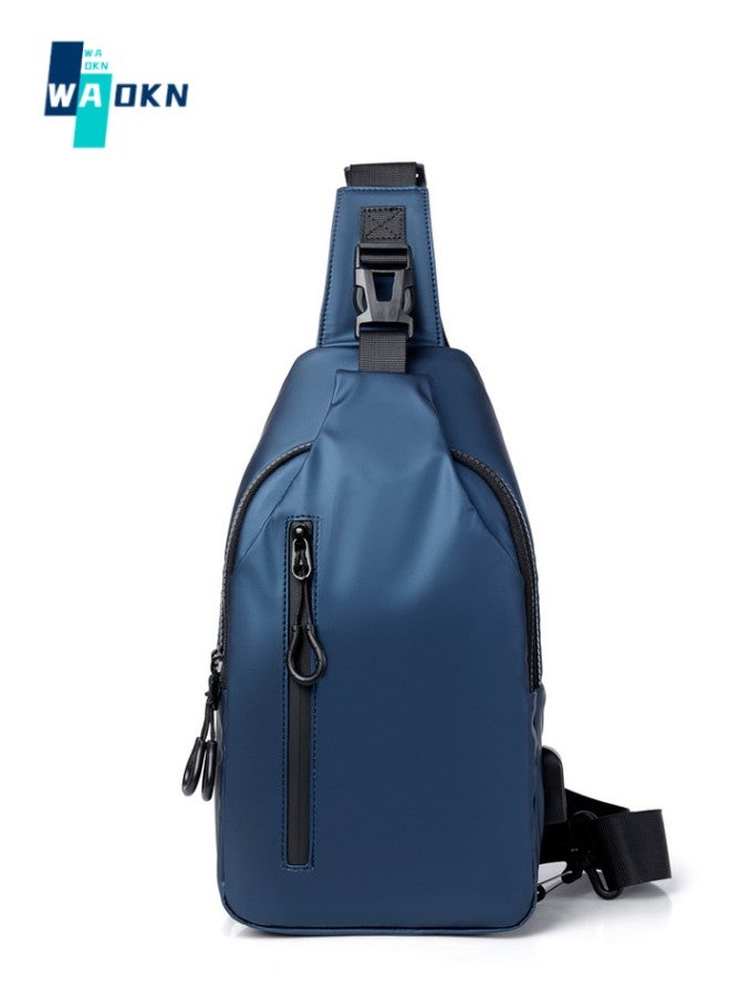 Men's Outdoor Chest Bag, Boy's Large Capacity Crossbody Bag Belt Bag Fanny Pack, Fashionable Simple Trend Shoulder Bag Handbag Carrying Bag for College Students and Teenagers (Blue)