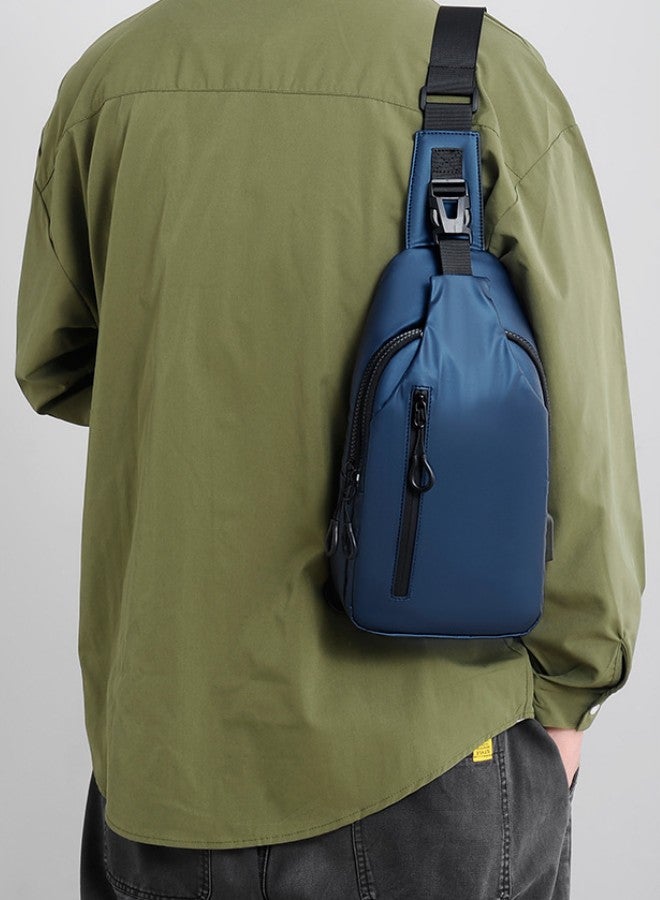 Men's Outdoor Chest Bag, Boy's Large Capacity Crossbody Bag Belt Bag Fanny Pack, Fashionable Simple Trend Shoulder Bag Handbag Carrying Bag for College Students and Teenagers (Blue)