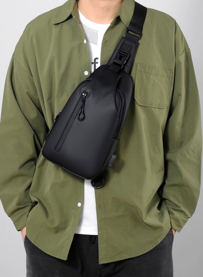 Men's Outdoor Chest Bag, Boy's Large Capacity Crossbody Bag Belt Bag, Fashionable Simple Trend Shoulder Bag Handbag Carrying Bag for College Students and Teenagers (Black)