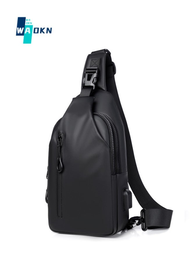 Men's Outdoor Chest Bag, Boy's Large Capacity Crossbody Bag Belt Bag, Fashionable Simple Trend Shoulder Bag Handbag Carrying Bag for College Students and Teenagers (Black)