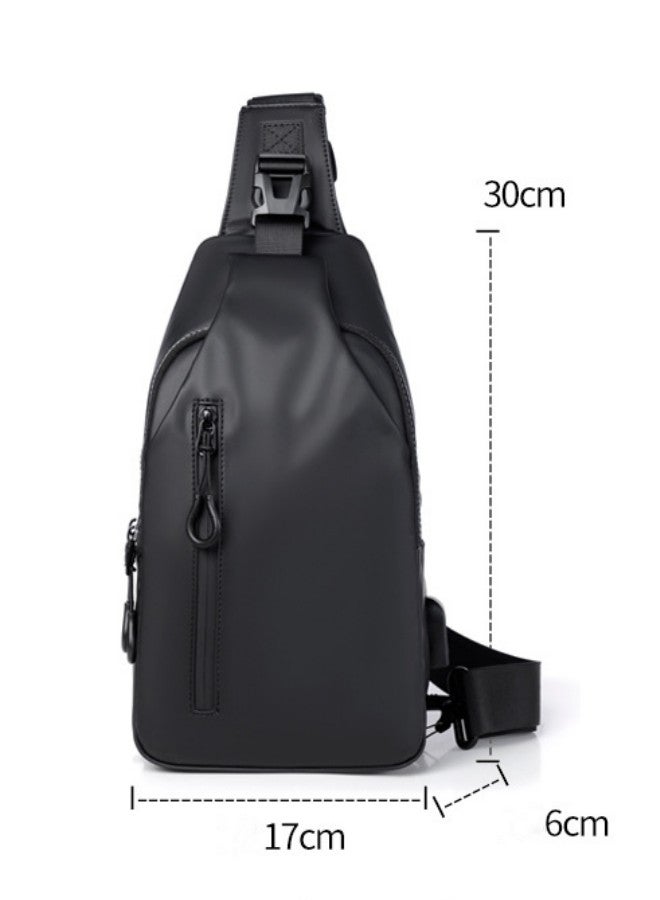 Men's Outdoor Chest Bag, Boy's Large Capacity Crossbody Bag Belt Bag, Fashionable Simple Trend Shoulder Bag Handbag Carrying Bag for College Students and Teenagers (Black)