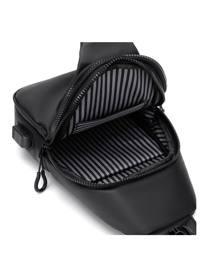 Men's Outdoor Chest Bag, Boy's Large Capacity Crossbody Bag Belt Bag, Fashionable Simple Trend Shoulder Bag Handbag Carrying Bag for College Students and Teenagers (Black)