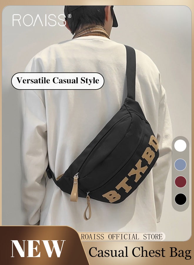 Unisex Multifunctional Chest Bag Letter Print Design Simple and Fashionable Large Capacity Style Versatile and Suitable for Students Can be Worn as a Crossbody Bag or Waist Bag