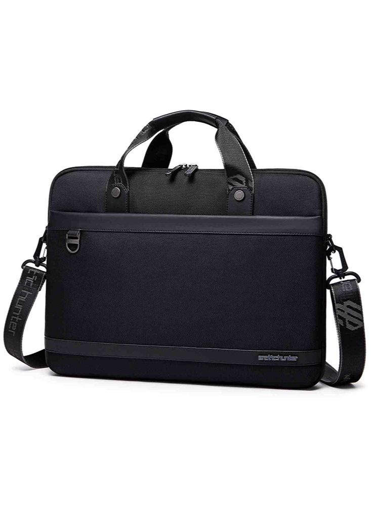 Professional Lightweight Laptop Bag, Business Travel Briefcase Crossbody Shoulder Bag,Water Resistant Office Notebook Case Messenger Bag for Men Fits 15.6 Inch Laptop,Black