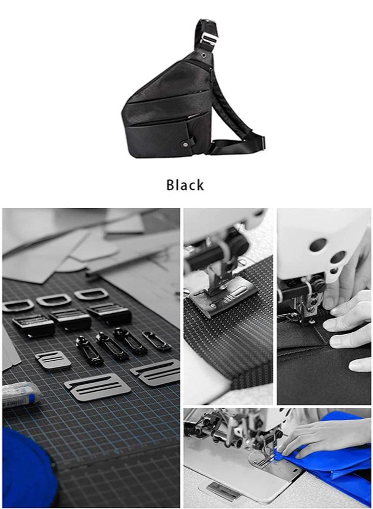 Slim Chest Sling Bag, Crossbody Shoulder Bag with Headphone Port for Men