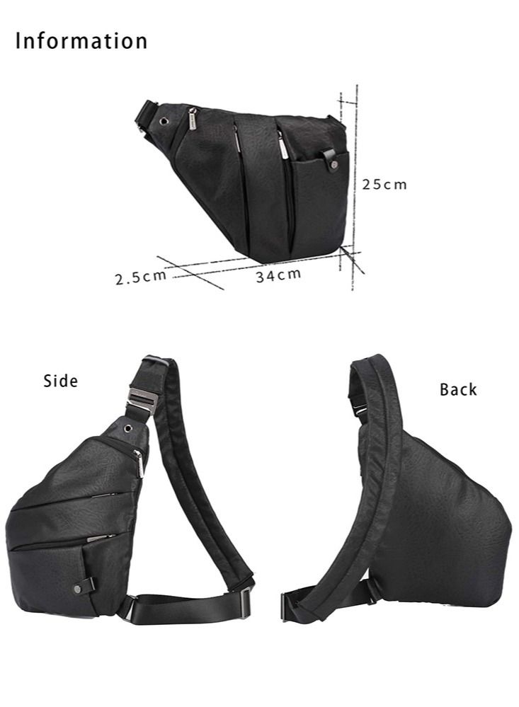 Slim Chest Sling Bag, Crossbody Shoulder Bag with Headphone Port for Men