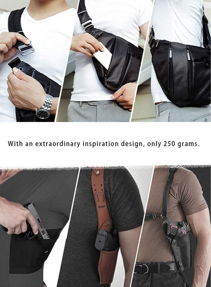 Slim Chest Sling Bag, Crossbody Shoulder Bag with Headphone Port for Men