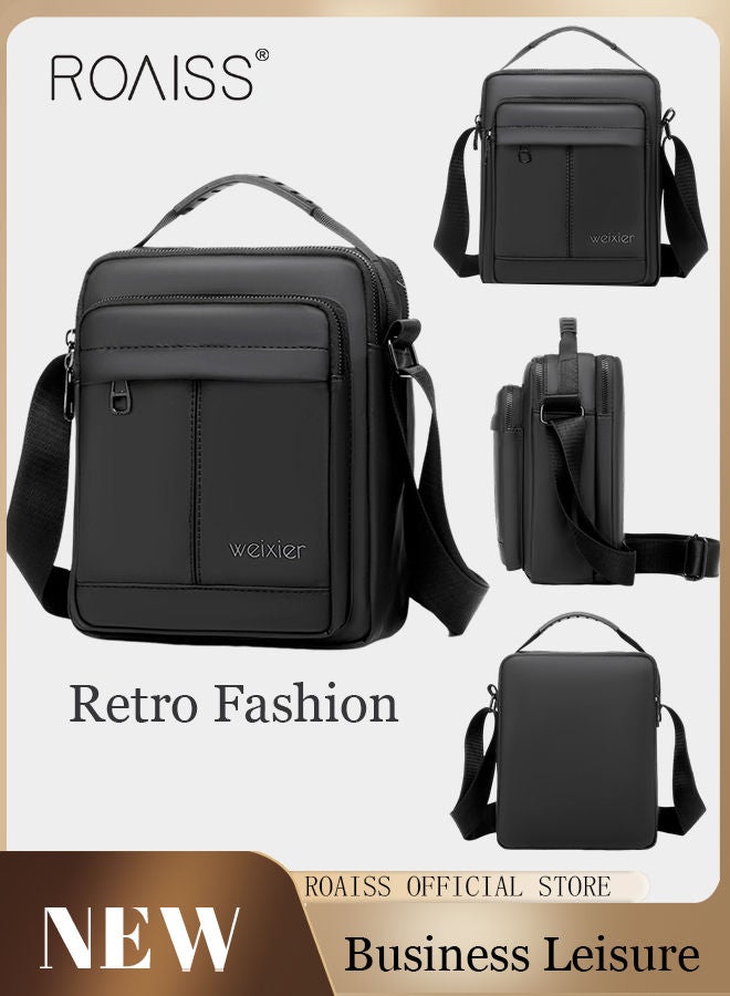 Men Casual PU Leather Crossbody Bag Vertical Type Square Type Shoulder Bag Men Zipper Buckle PU Leather Messenger Bag Crossbody Shoulder Bag Vintage Handle Bags